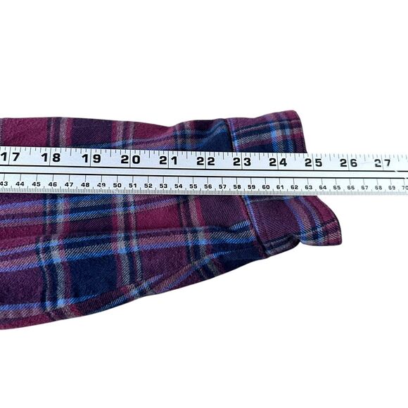 LL Bean Fleece Lined Flannel Shirt Men's XL Blue Red Plaid Long Sleeve Button Up - Picture 9 of 10